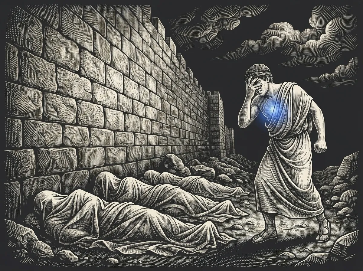 Leôncio diante dos cadáveres